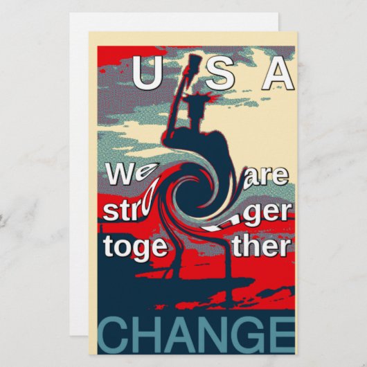 USA Change: samen sterker eenheidsontwerp Briefpapier (Voorkant / Achterkant)