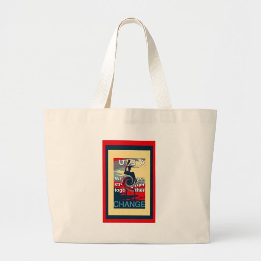 USA Change: samen sterker eenheidsontwerp Grote Tote Bag (Voorkant)