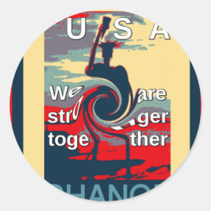 USA Change: samen sterker eenheidsontwerp Ronde Sticker