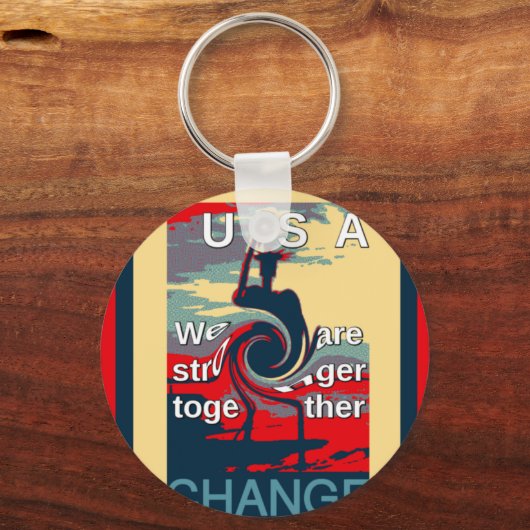 USA Change: samen sterker eenheidsontwerp Sleutelhanger (Voorkant)