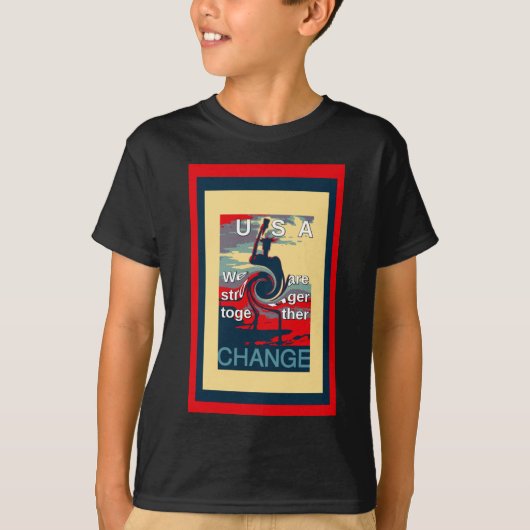 USA Change: samen sterker eenheidsontwerp T-shirt (Voorkant)