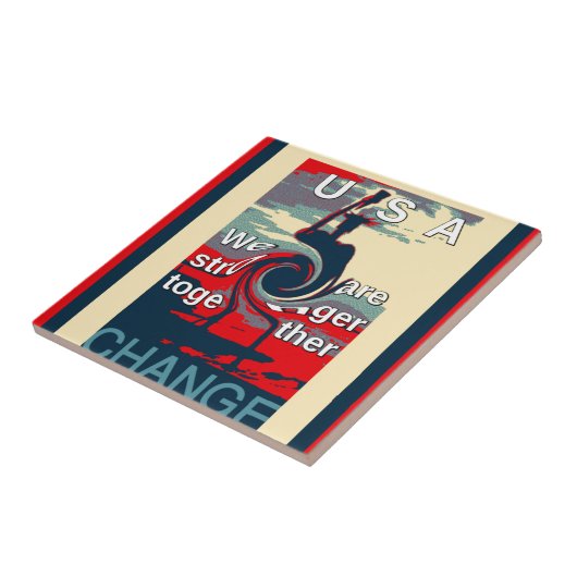 USA Change: samen sterker eenheidsontwerp Tegeltje (Zijkant)