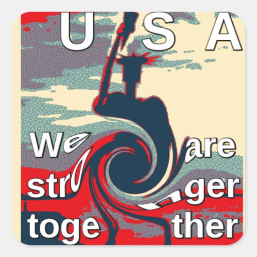 USA Change: samen sterker eenheidsontwerp Vierkante Sticker (Voorkant)
