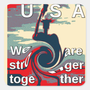 USA Change: samen sterker eenheidsontwerp Vierkante Sticker