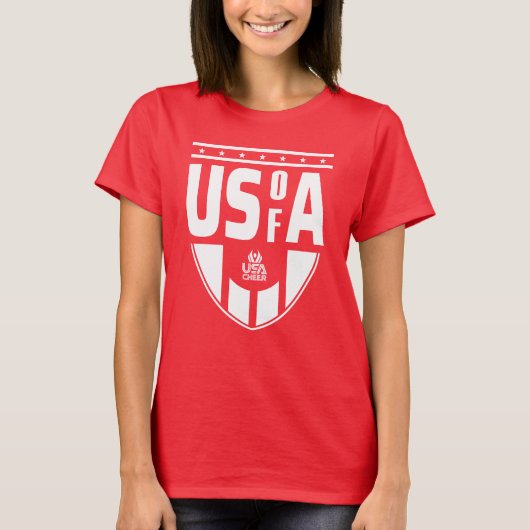 USA Cheer Red US van een Fan T-shirt (Voorkant)