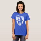 USA Cheer Royal Blue US van een Fan T-shirt (Voorkant volledig)
