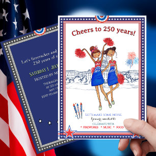 USA Cheerleader VS 250e Verjaardag Pret Patriottis Kaart