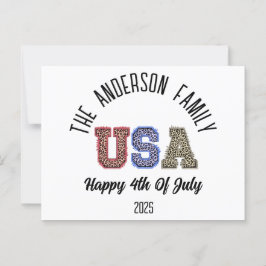 USA Cheetah Print Gepersonaliseerde Reünie Naam Briefkaart