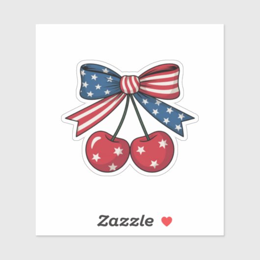 USA Cherry Coquette Bow 4 juli Sticker (Vel)