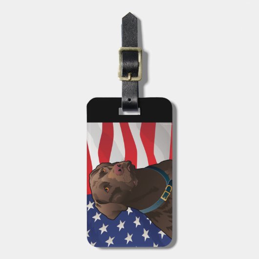 USA Chocolate Lab Bagagelabel (Voorkant verticaal)