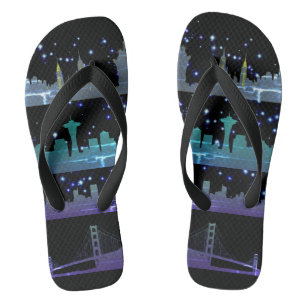 USA City Skylines Silver Nightlife met Stars Teenslippers