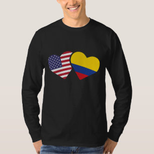 USA Colombia Vlag Hart Colombiaans Amerikaans Lief T-shirt