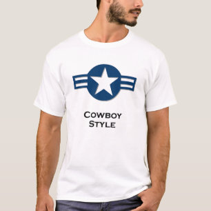 USA Cowboy Stijl blauw T-shirt
