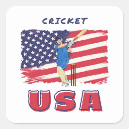 USA Cricket Fan Batsman Vierkante Sticker