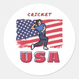 USA Cricket Fan Fast Bowler Ronde Sticker