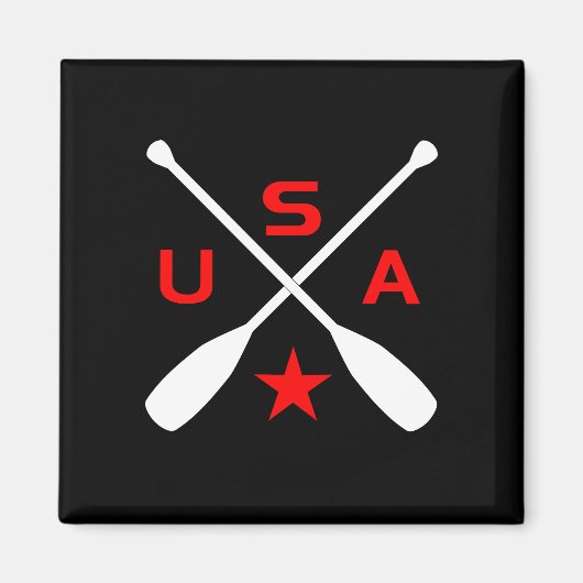 USA Crossed Paddle riemen met ster donkere kleur Magneet (Voorkant)