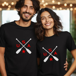 USA Crossed Paddle riemen met ster donkere kleur T-shirt