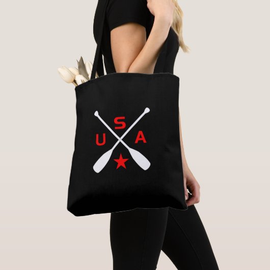 USA Crossed Paddle riemen met ster donkere kleur Tote Bag (Dichtbij)