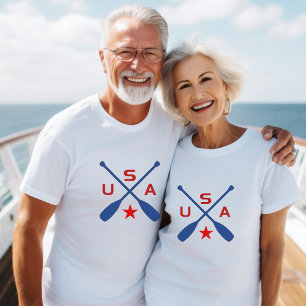 USA Crossed Paddle riemen met ster licht-kleur T-shirt