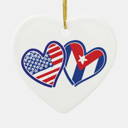 USA Cuba Love Hearts Keramisch Ornament (Voorkant)
