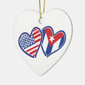 USA Cuba Love Hearts Keramisch Ornament (Links)