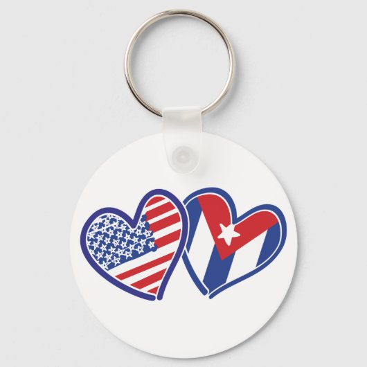 USA Cuba Love Hearts Sleutelhanger (Voorkant)