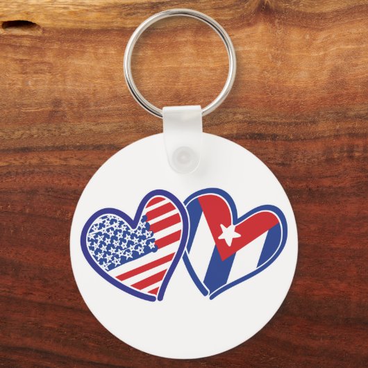 USA Cuba Love Hearts Sleutelhanger (Voorkant)