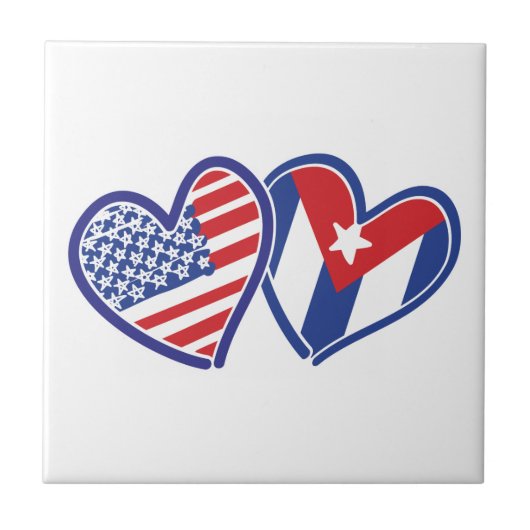 USA Cuba Love Hearts Tegeltje (Voorkant)