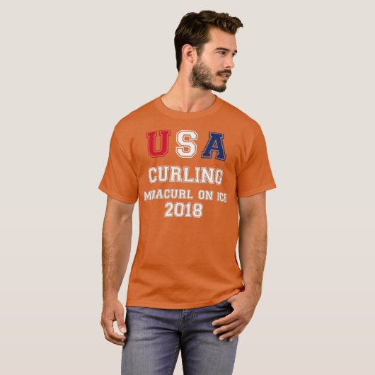 USA Curling Miracurl Op Ice 2018 Tshirt (Voorkant volledig)