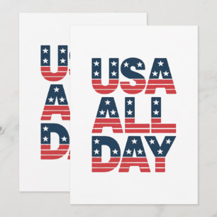 USA de hele dag Patriottisch T-shirt voor 4 juli Aankondiging