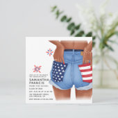 USA Denim Girl Afstudeerfeest Uitnodiging (Staand voorkant)