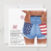 USA Denim Girl Afstudeerfeest Uitnodiging (Voorkant)