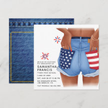 USA Denim Girl Afstudeerfeest Uitnodiging