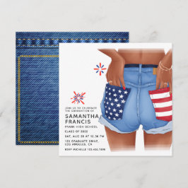 USA Denim Girl Afstudeerfeest Uitnodiging