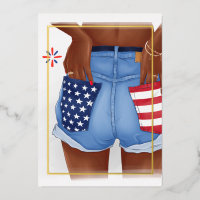 USA Denim Girl Verjaardagsfeest Folie Uitnodiging