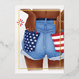 USA Denim Girl Verjaardagsfeest Folie Uitnodiging