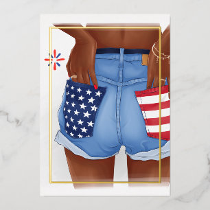 USA Denim Girl Verjaardagsfeest Folie Uitnodiging
