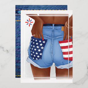 USA Denim Girl Verjaardagsfeest Folie Uitnodiging