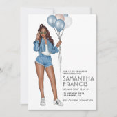 USA Denim thema Meisje Verjaardagsfeestje Kaart (Voorkant)