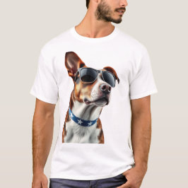 USA Dog Lover - Cool Pup with American Flag Shades T-shirt