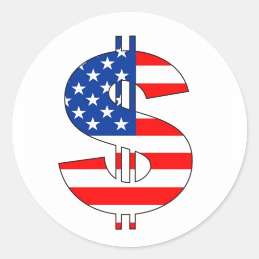 usa - dollarteken ronde sticker (Voorkant)