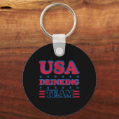 USA Drink team 4th van juli Independence Day Dru Sleutelhanger (Voorkant)