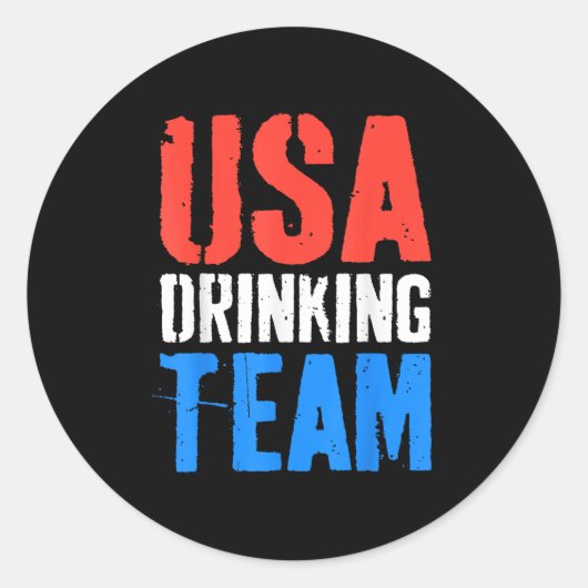 USA Drink Team Shirt Grappige Mannen Vrouwen 4th o Ronde Sticker (Voorkant)