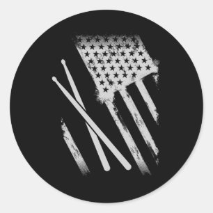 USA Drumsticks Amerikaanse vlag Patriottische Drum Ronde Sticker