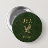 USA Eagle 1775 - 2026 Fax Green Leather  Ronde Button 7,6 Cm (Voorkant /achterkant)