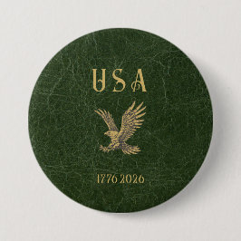 USA Eagle 1775 - 2026 Fax Green Leather  Ronde Button 7,6 Cm