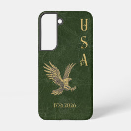 USA Eagle 1775 - 2026 Fax green leather  Samsung Galaxy Hoesje