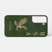USA Eagle 1775 - 2026 Fax green leather Samsung Galaxy Hoesje (Achterkant horizontaal)