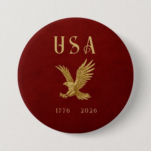 USA Eagle 1775 - 2026 Fax Red Leather  Button (Voorkant)