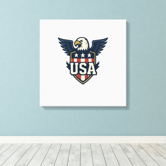 USA Eagle Crest — vlaggenschild Canvas Afdruk (Insitu (Houten vloer))
